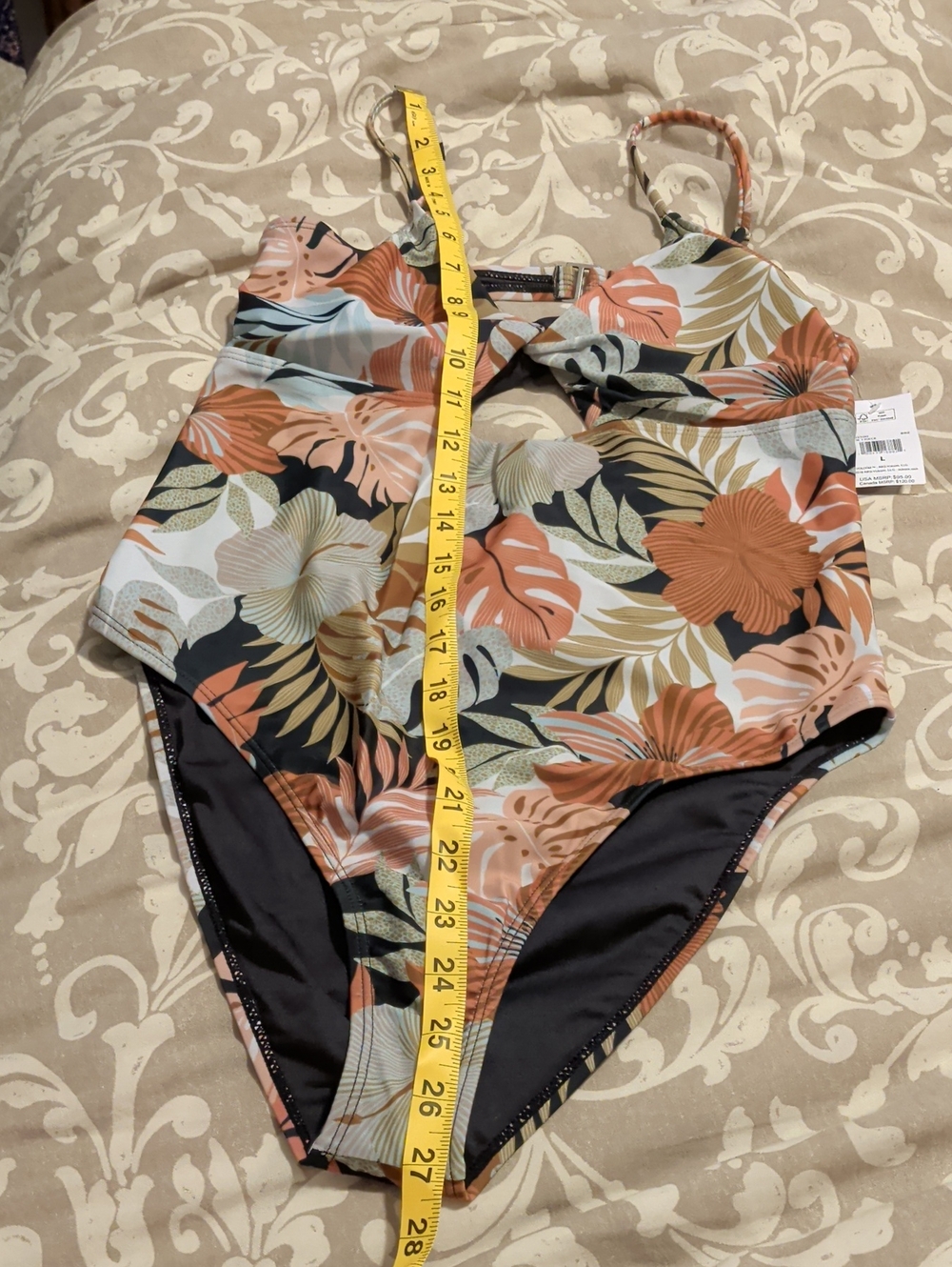 Volcom Floral One-Piece Swimsuit in Rust, Green & Black